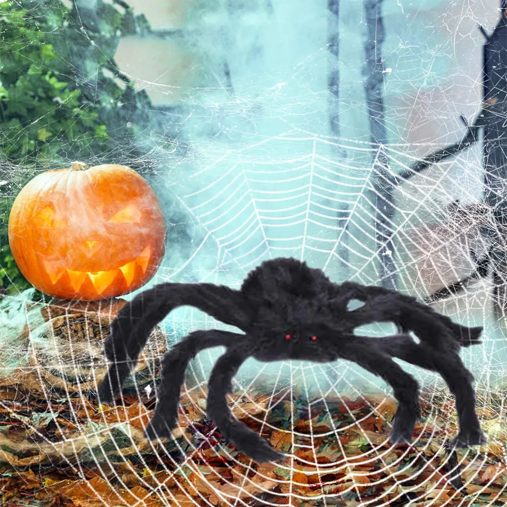 

6pcs Black Simulation Model Bar Scary Party Home Decor Plush Toy Funny Props Halloween Spider Haunted House Indoor Gift Kids