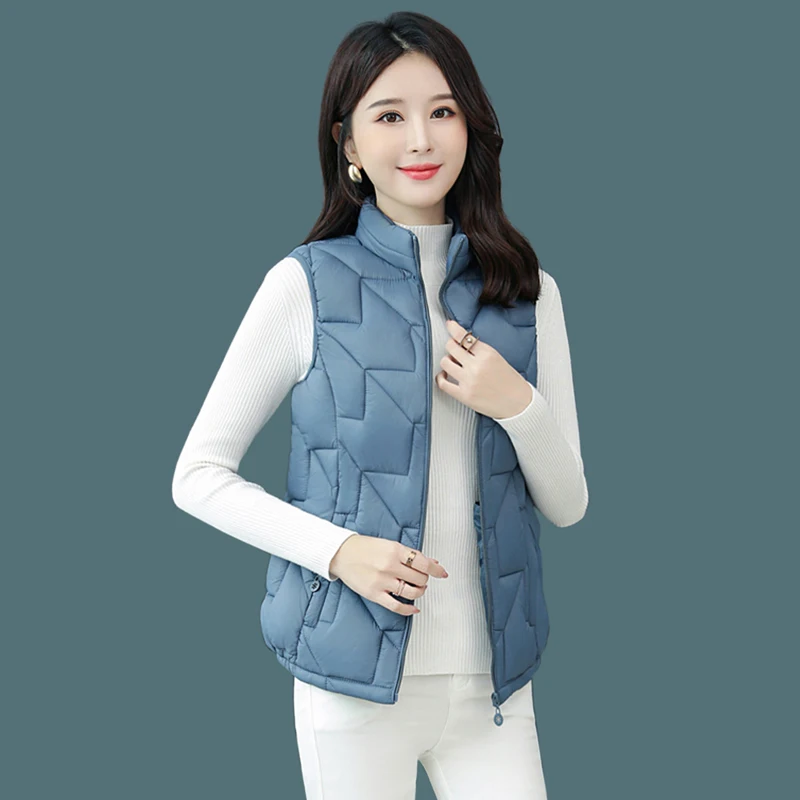 

Stand Collar Women Winter Vests 2020 New Short Vest Cotton Jacket Sleeveless Female Winter Waistcoat Vest