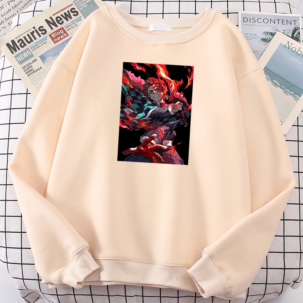

Женские свитшоты с принтом аниме, рассекающий демонов, камадо, танджиро, женские повседневные флисовые спортивные свитшоты