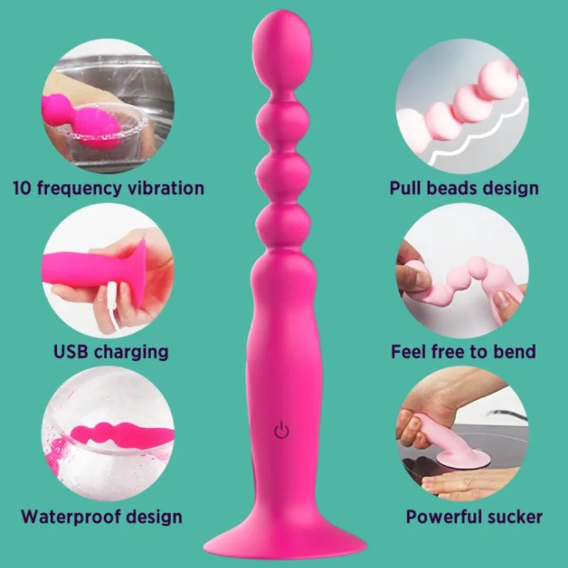 Вибратор анальные шарики простаты массаж точки G стимуляция USB зарядка