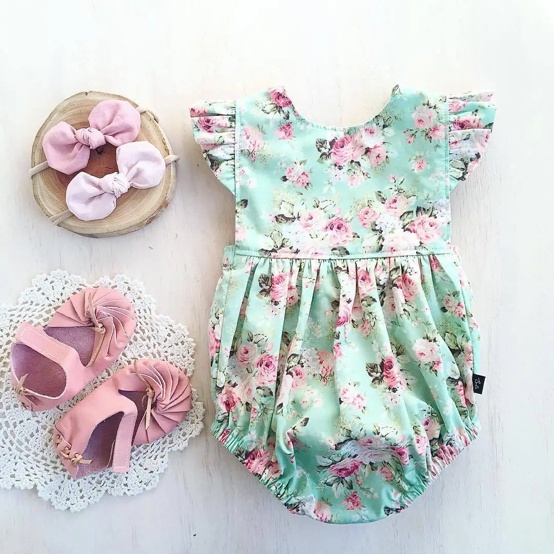 

Pudcoco Newborn Baby Girl Flower Romper Jumpsuits Sunsuit Baby Summer Clothing Outfits 0-18M