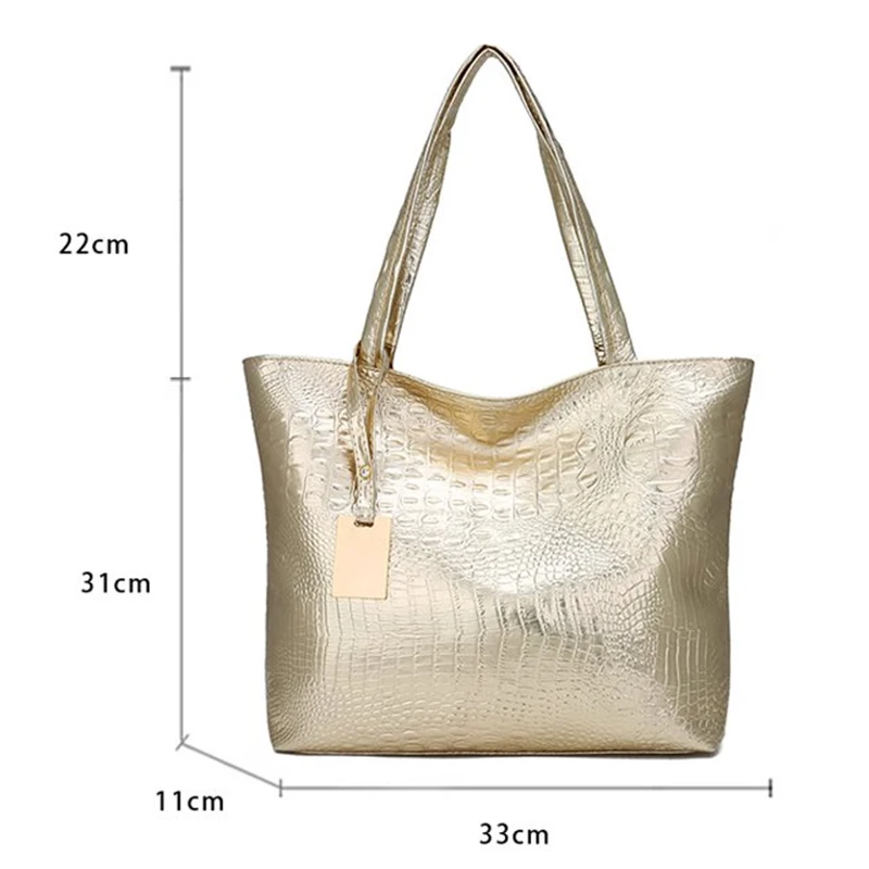 

2021 New Brand Fashion Casual Women Shoulder Bags Silver Gold Black Crocodile Handbag PU Leather Female Tote Bag Ladies Hand Bag