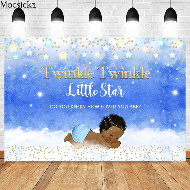 

Mocsicka Prince Photography Background Stars White Clouds Decoration Baby Shower Child Portrait Studio Photo Backdrop Banner