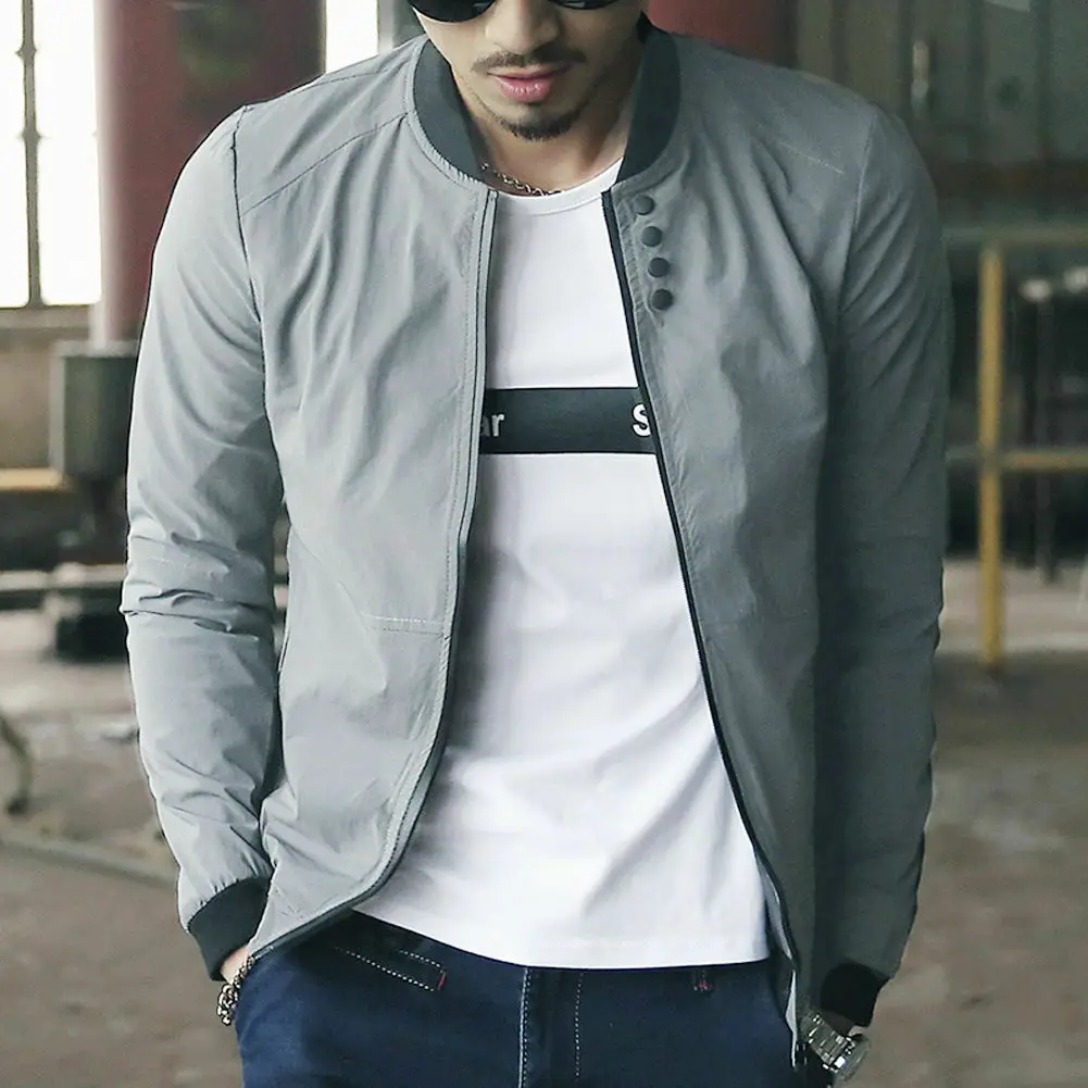 

Men's Bomber Zipper Jackets Male Casual Streetwear Hip Hop Slim Fit Coat Men Clothing Plus Size Outfits 2 Colors
