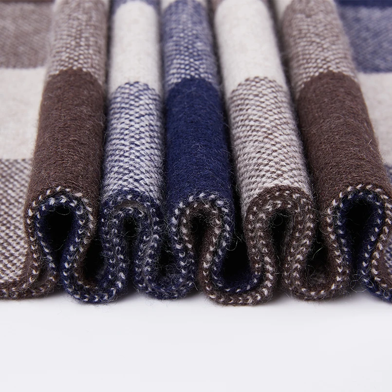 Men Winter Scarf Square Plaid Black Gray Wool Scarf Men Warm Cashmere Fashion High-quality Scarf Husband Gift Middle-aged Scarfs