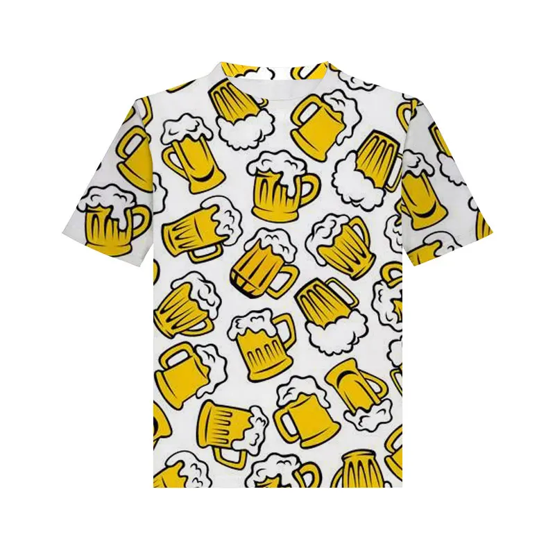 

Beer printing summer T-shirt 3d men's short-sleeved T-shirt top round neck T-shirt fashion casual outdoor street wear