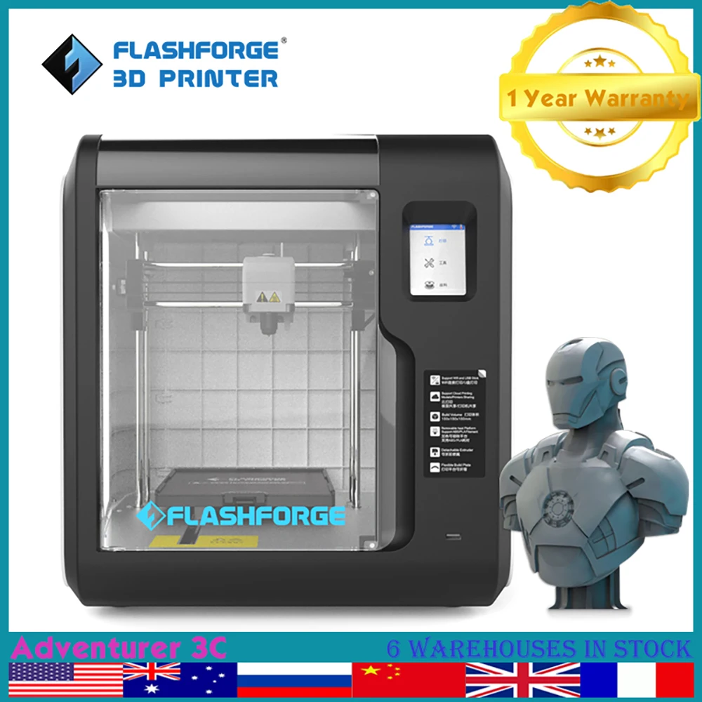 Bestellen Flashforge Adventurer 3C Familie 3d Drucker Auto Nivellierung Heizung Plattform Hohe Präzision Ultra Ruhig Visuelle Versiegelt 3D Drucker