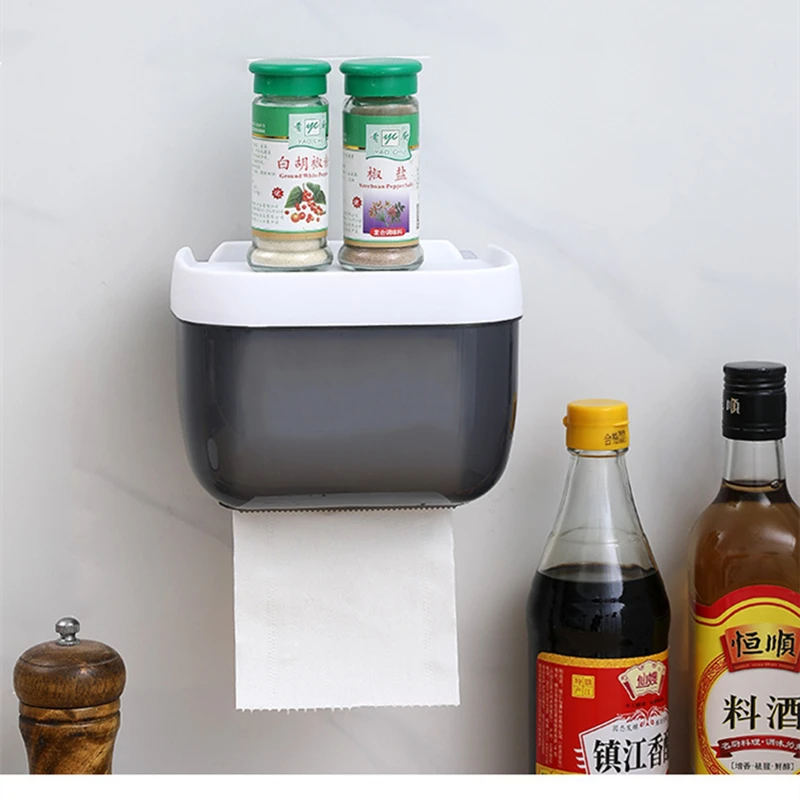 

1PC Kitchen Tissue Box Punch-free Waterproof Paper Roll Box Household Toilet Paper Drawer