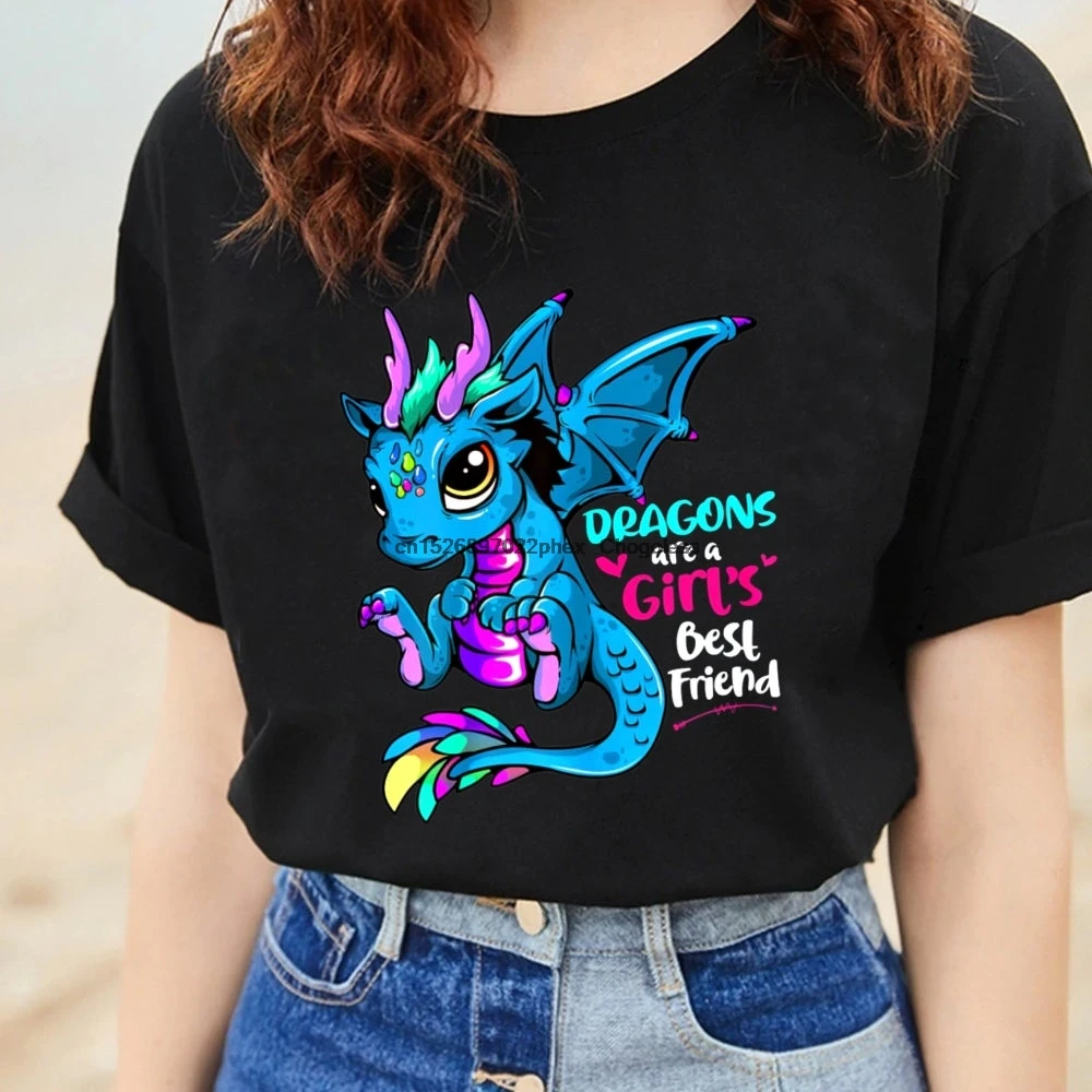 Футболка с надписью Драконы-лучшая подруга женщины и девочка подарок для