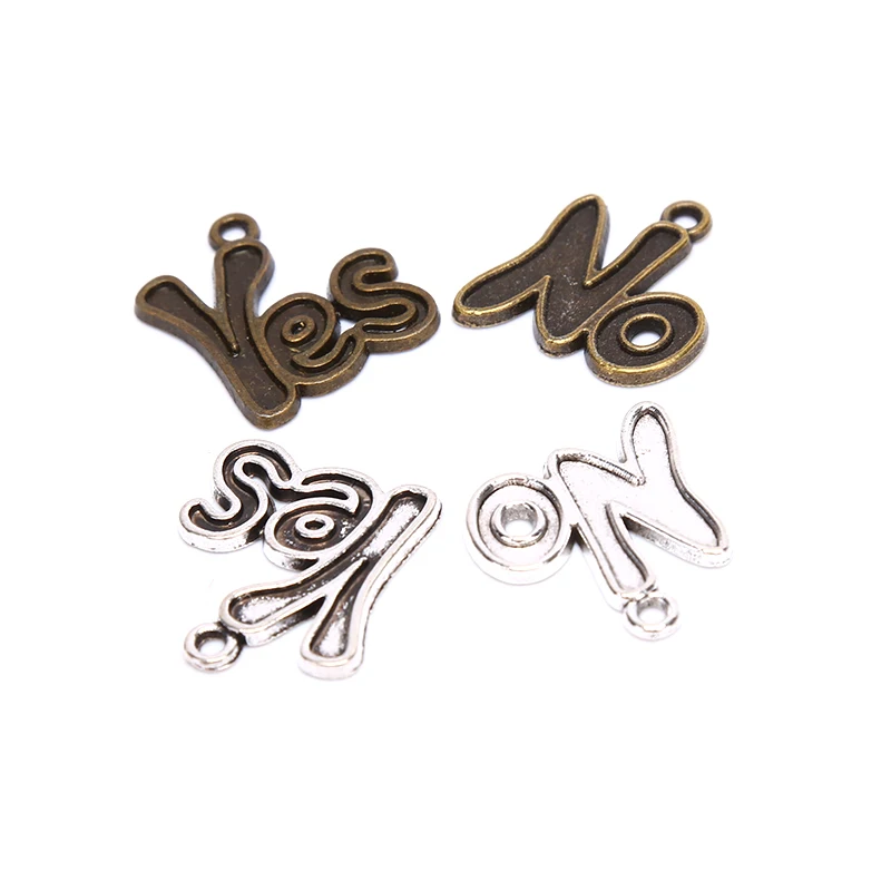 10Pcs/Set Alloy Retro English Letter Charms Yes NO Pendant/Earring DIY Making Jewelry Craft Free Shipping | Украшения и