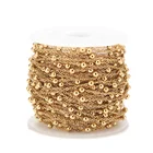 Цепочка из нержавеющей стали, с золотыми бусинами, 2 м