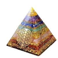 orgonite seven chakra energy pyramid aura divination supplies yoga meditation ornaments resin craft emf protection lucky stone