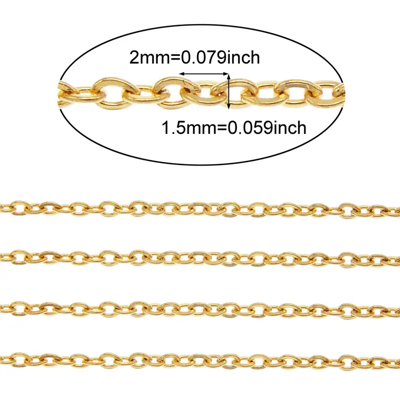 

Жюли Ван, 1 метр, 2*1,5 мм, из нержавеющей стали, Золотая цепочка, ожерелье, браслет, ножной браслет, аксессуар для изготовления ювелирных издели...