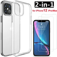 for iphone 1212pro max clear tpu case tempered glass screen protector for iphone 12 pro 12max film screen protectors