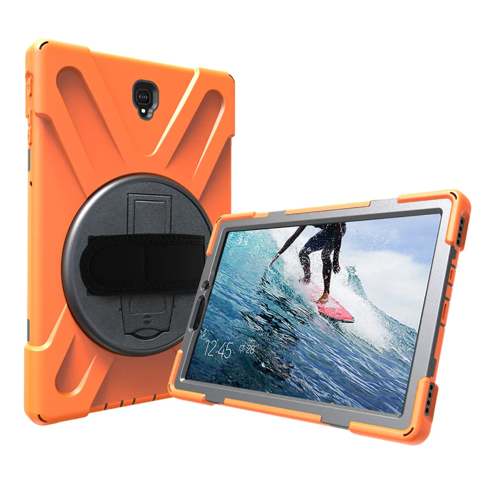 

Full-covered Tablet Cover 360 Degree Rotation Kickstand Case Shockproof Anti-scratch Protective Shell with Hand Strap and Should