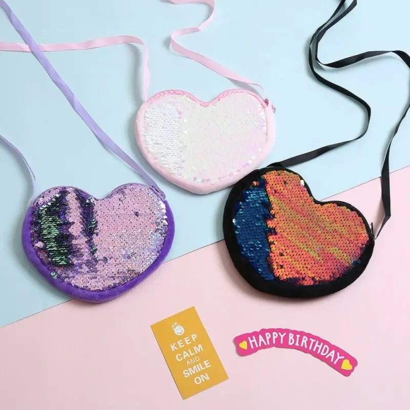 2019 New Kid Baby Girl Bag Purses Love &amp Hearts Sequins Crossbody Coin Purse Wallet Clutch Bags | Игрушки и хобби