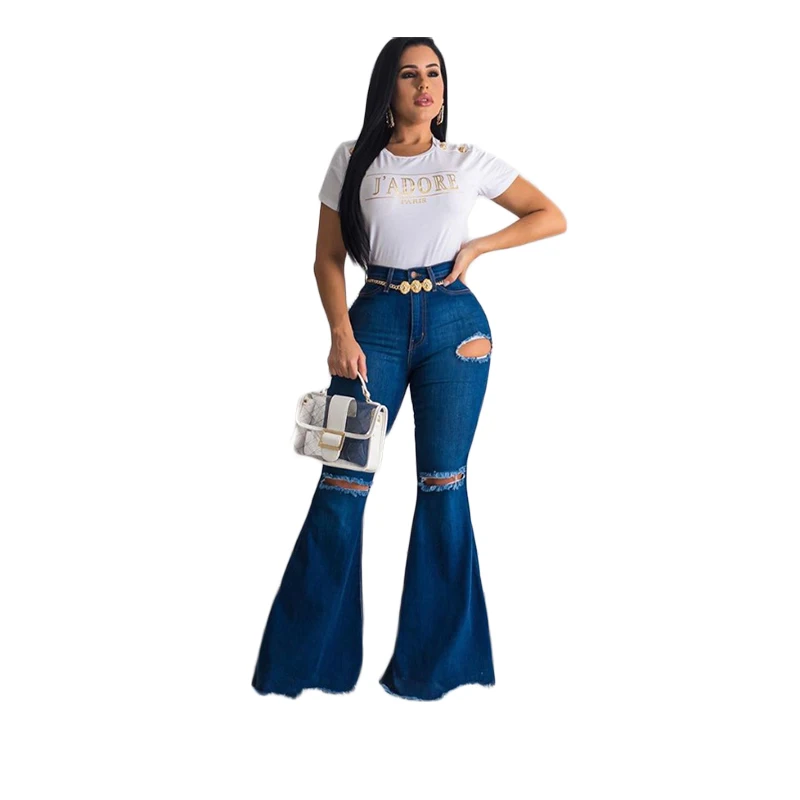 Модный стиль женские рваные джинсы широкие Штаны |