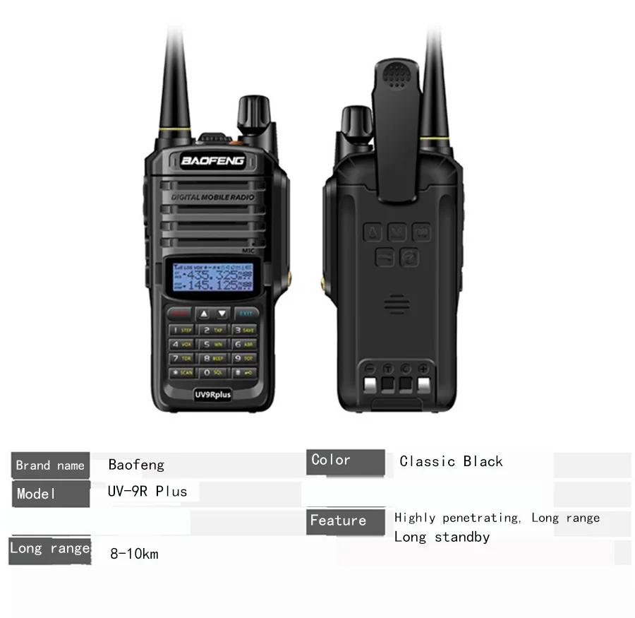 2 шт. wakie talkie IP67 Пылезащитный Водонепроницаемый CB радио коммуникатор baofeng uv-9r plus для hf 2 way ham Радио комплект полицейский сканер