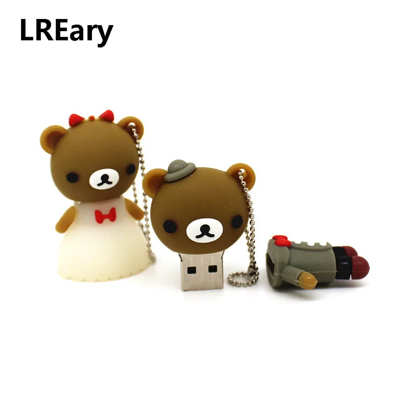 Wholesale U Disk Pen Drive Cartoon Wedding Bear USB Flash 4GB 8GB 16GB 32GB Memoria Stick pendrive 64GB 128GB cle Gift | Компьютеры и