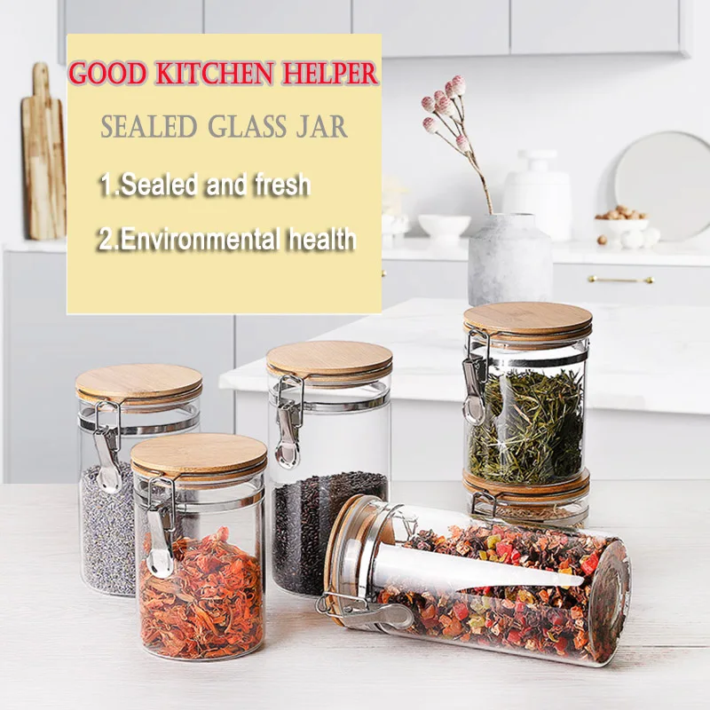 Новинка 2019 Стеклянная банка для хранения пищевых продуктов с герметичным
