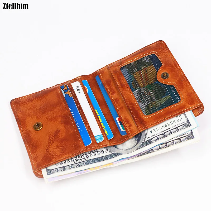 

100% Genuine Leather Wallet For Men Male Brand Vintage Cowhide Short Bifold Small Wallets Men's Purse Carteira With Card Holder