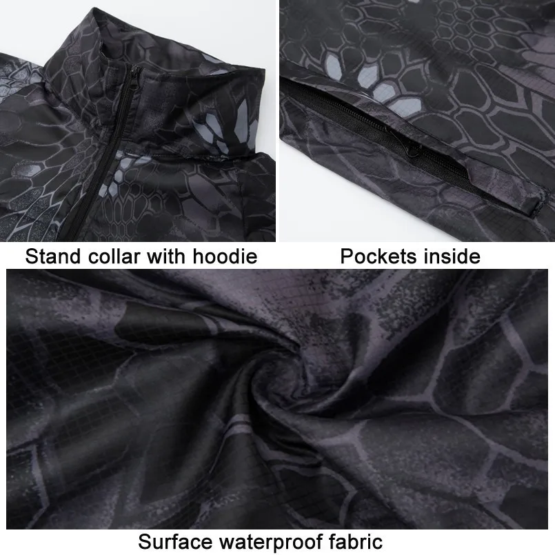 

Men Army Navy Seal Lightweight Camouflage Jacket Military Tactical Waterproof Thin Hood Raincoat Windbreaker Skin Jackets