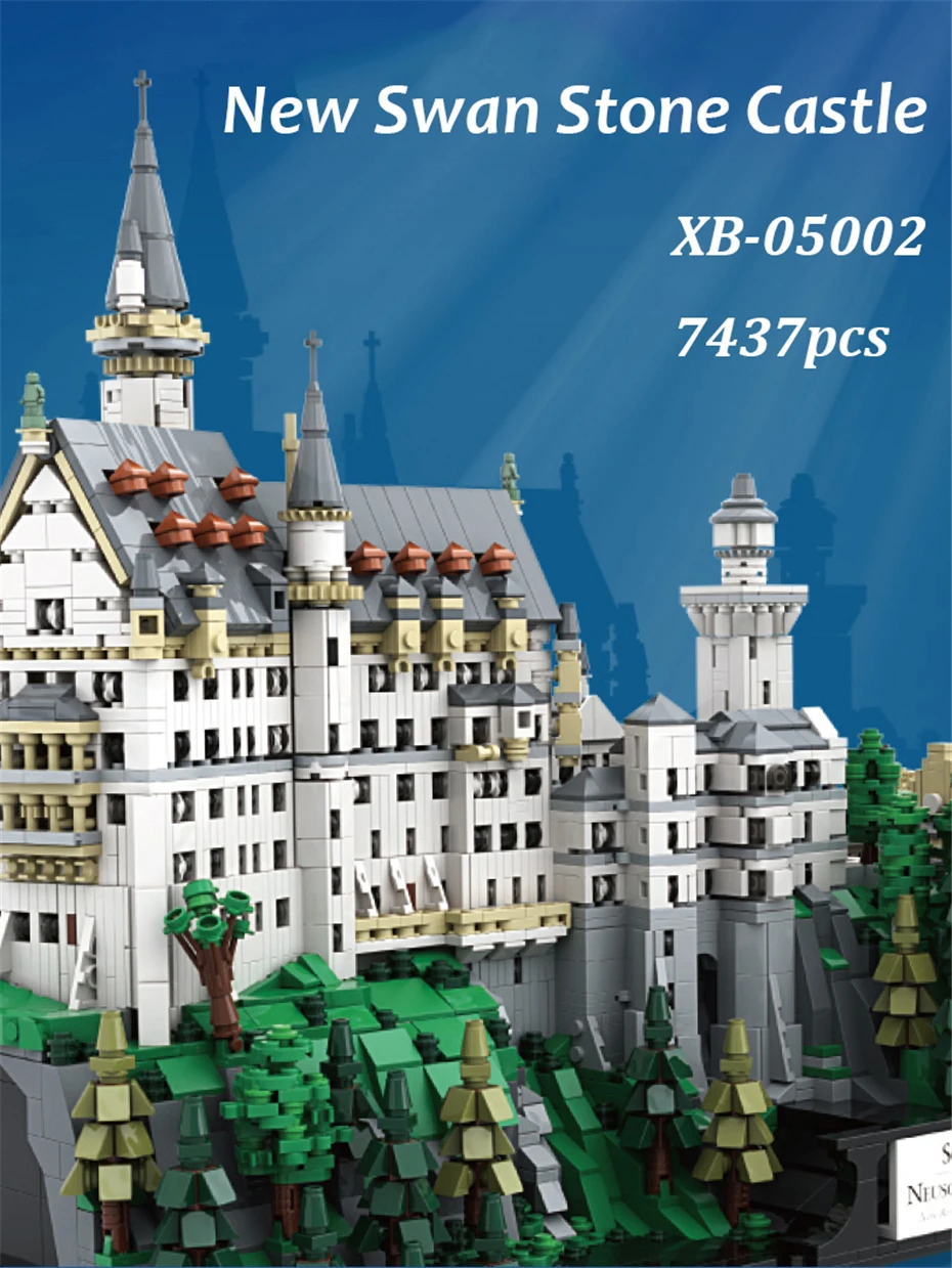 

05002 Roman Revival Gothic Architecture Series 7437pcs Germany New Swan Stone Castle Model Building Blocks MOC Bricks