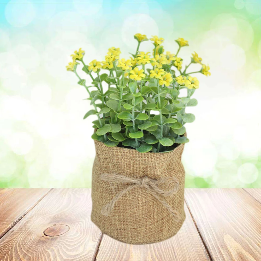 

Burlap Bag Simulation Small Milan Potted Plants Artificial Flower Bonsai Home Decoration Plants Pots Green Potted Landscape Crea