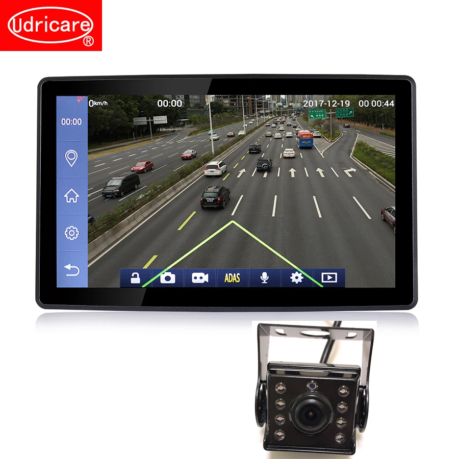 Автомобильный видеорегистратор Udricare 9 дюймов с GPS навигацией Android Wi Fi Bluetooth ADAS HD 1080P