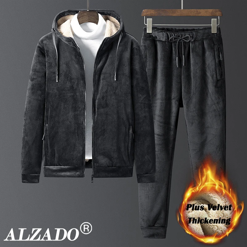 

Мужской спортивный костюм с бархатной подкладкой, из двух предметов,зимний костюм мужской,Зимняя мужская куртка