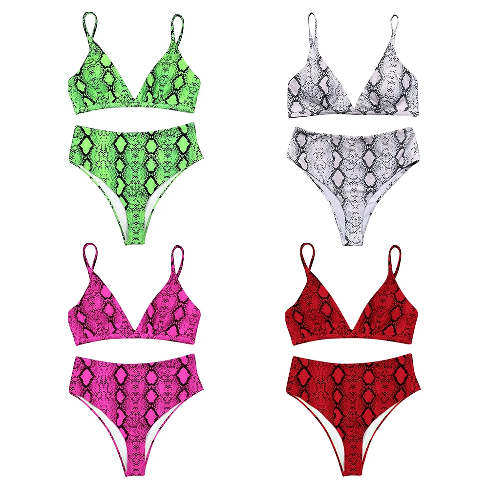 Сексуальный Женский Змеиный бюстгальтер с ремешком высокая талия трусы