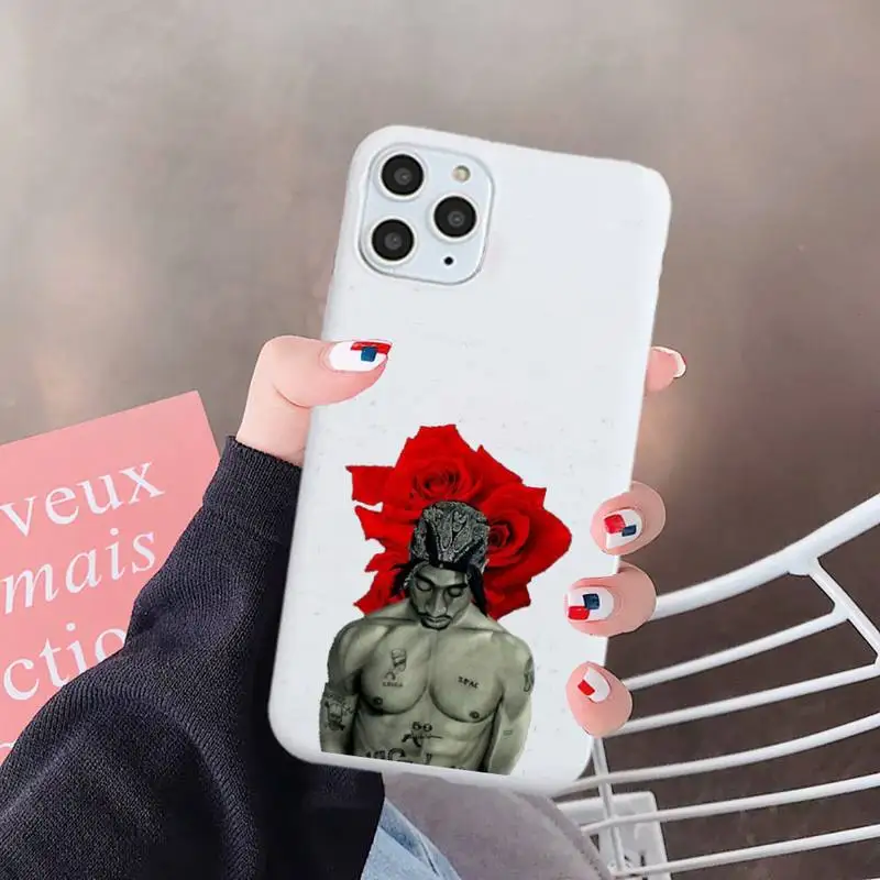 

Tupac 2Pac Rapper Makaveli luxury Phone Case funda Candy Color for iPhone 6 7 8 11 12 s mini pro X XS XR MAX Plus