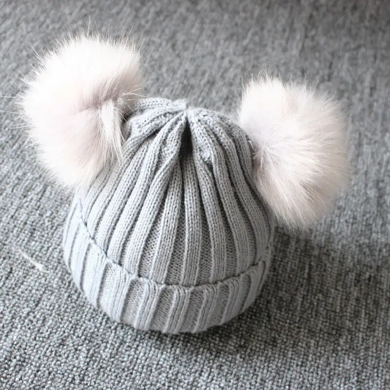 2019 Autumn New Newborn Baby Kids Girls Boys Winter Warm Knit Hat Furry Balls Pompom Solid Cute Lovely Beanie Cap Gifts | Детская одежда