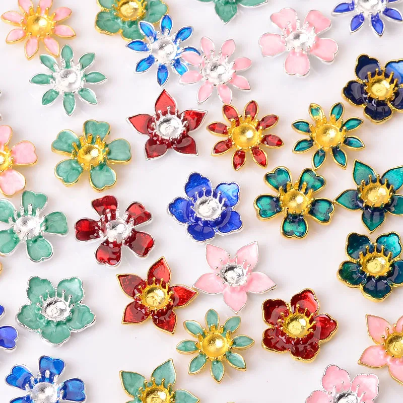 10 шт. 23 мм 24 капли из металлического сплава глазурованные цветы ретро головной
