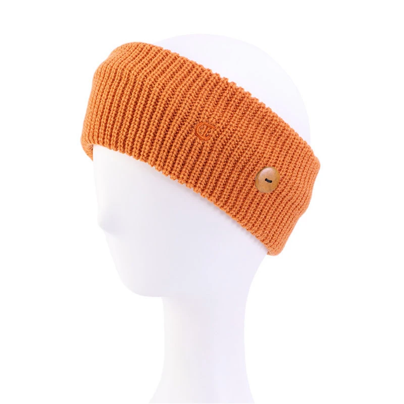 

Повязка для волос женская, эластичный вязаный ободок на пуговицах, однотонный зимний аксессуар на голову