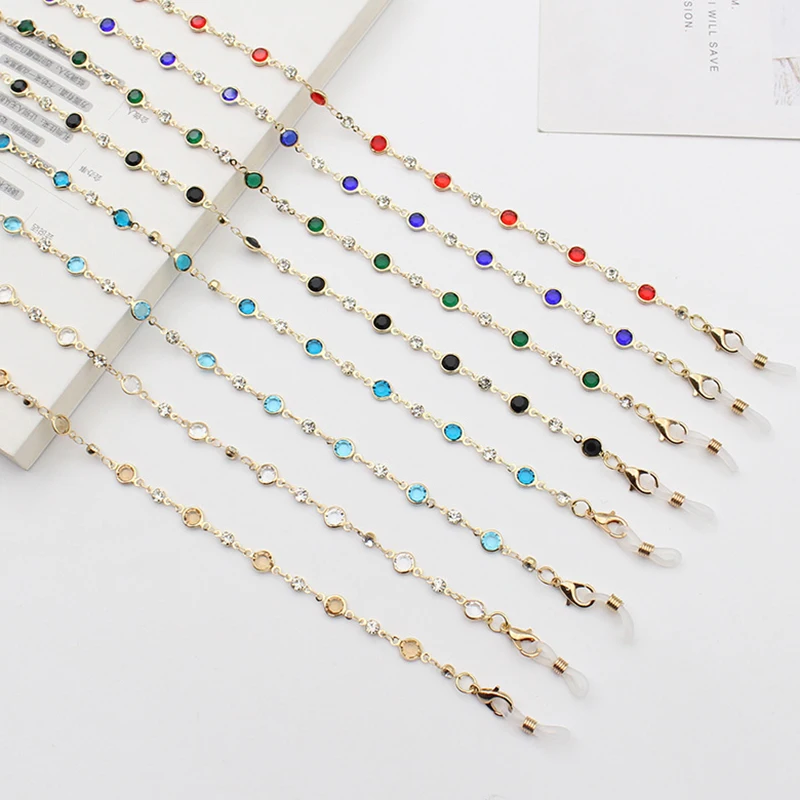

2022 Trendy Acrylic Crystal Sunglasses Chain Mask Lanyard Beaded Neckband Mask Holder Glasses Chain for Women Fashion Jewelry