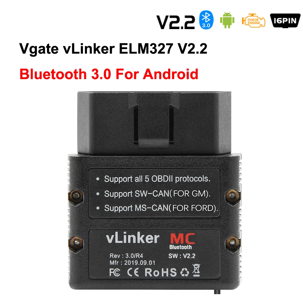Vgate vLinker MC + ELM327 V2.2 WIFI Forscan ELM 327 для автомобиля OBD2 Bluetooth 4,0 Автомобильный диагностический сканер Инструмент для Android/IOS