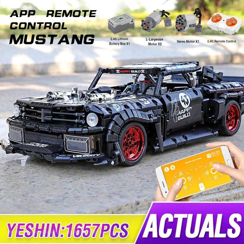 Ешина XQ2021 RC Fordes Mustang Hoonicorn РТР V2 городской автомобиль совместим MOC 22970 Кирпичи
