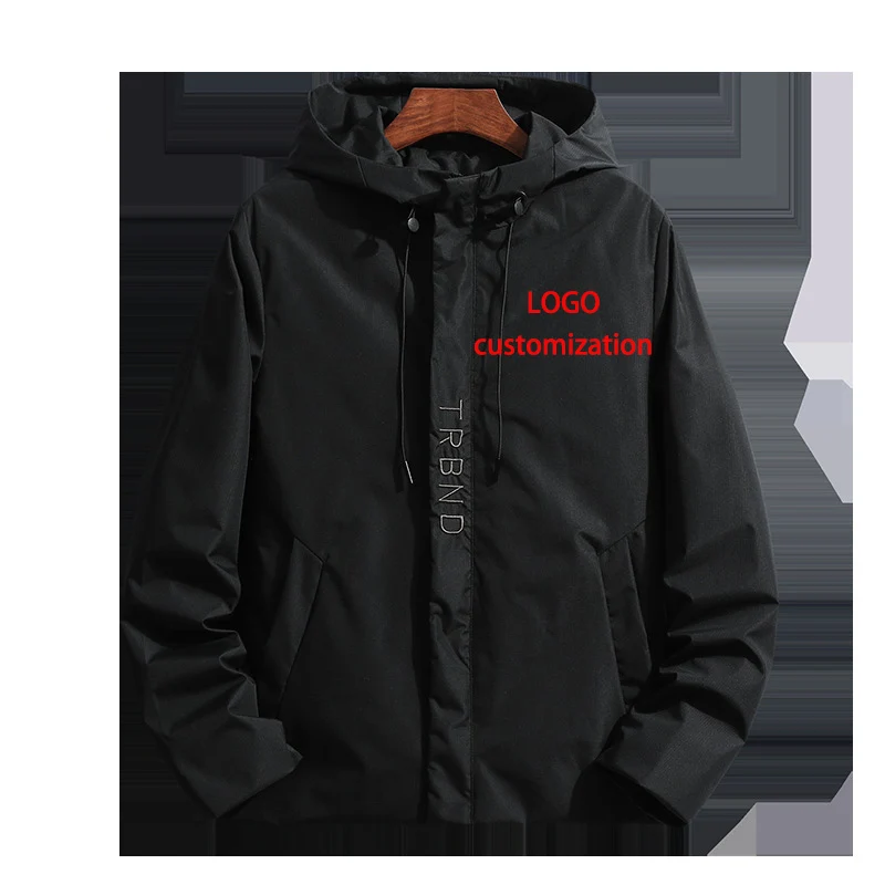 

(LOGO Customization) Spring and Autumn Thin Men's Casual Hooded Jacket Men's Jacket Plus Fat Oversized Coat Logo Customization
