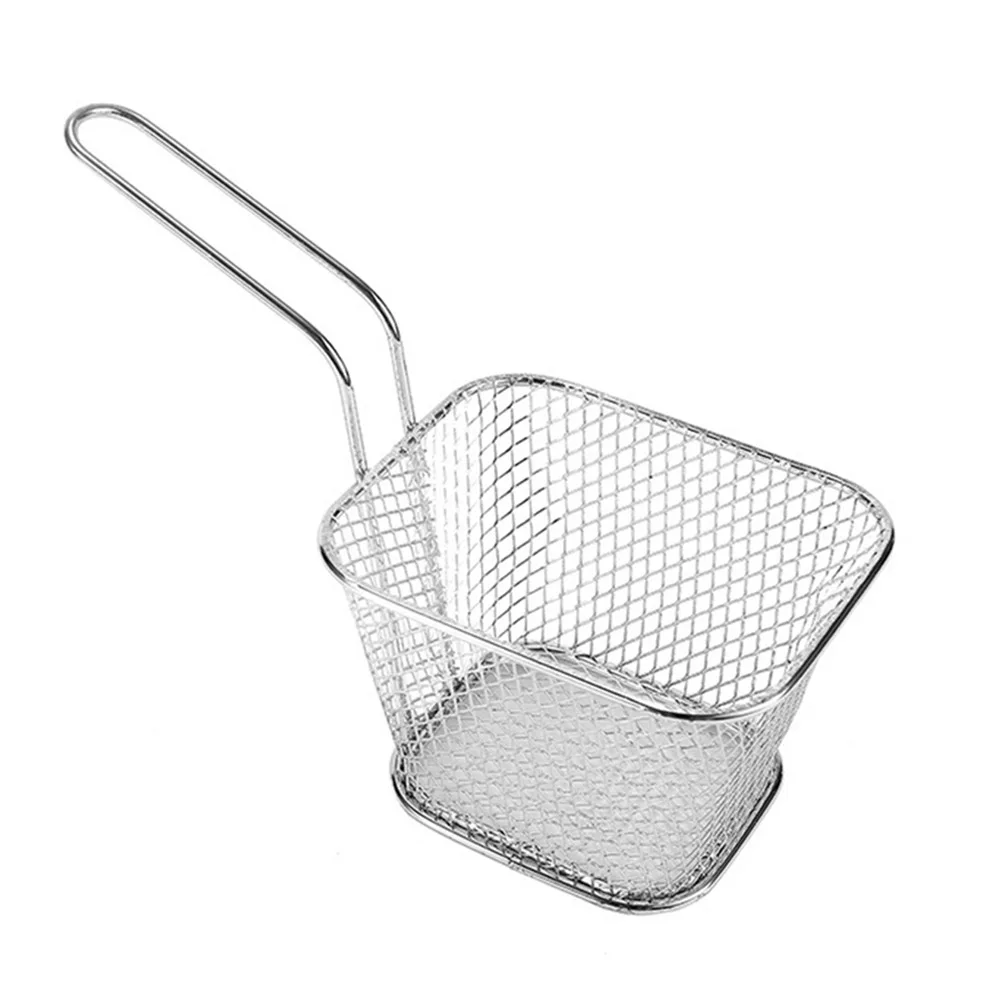 Home Mini French Fries Baskets Strainer Square Frying Basket Portable Stainless Steel Chip Chicken Deep Fry | Дом и сад