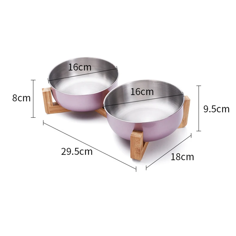 

Stainless Steel Cat Bowl With Wood Stand Pet Dog Food Feeder Water Bowls Large Capacity Puppy Feeding Drinking Dish Pet Supplies