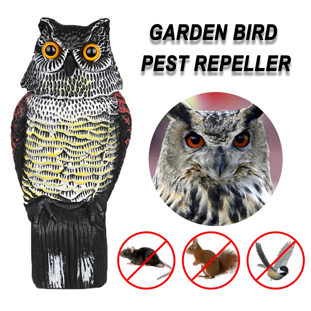 Большая Реалистичная Сова приманка вращающаяся голова сорняков борьбы с