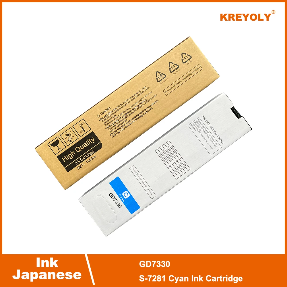 Japanese Ink Cartridge Riso ComColor GD7330 S-7280 S-7281 S-7282 S-7283 S-7284 K C M Y Gray One Piece