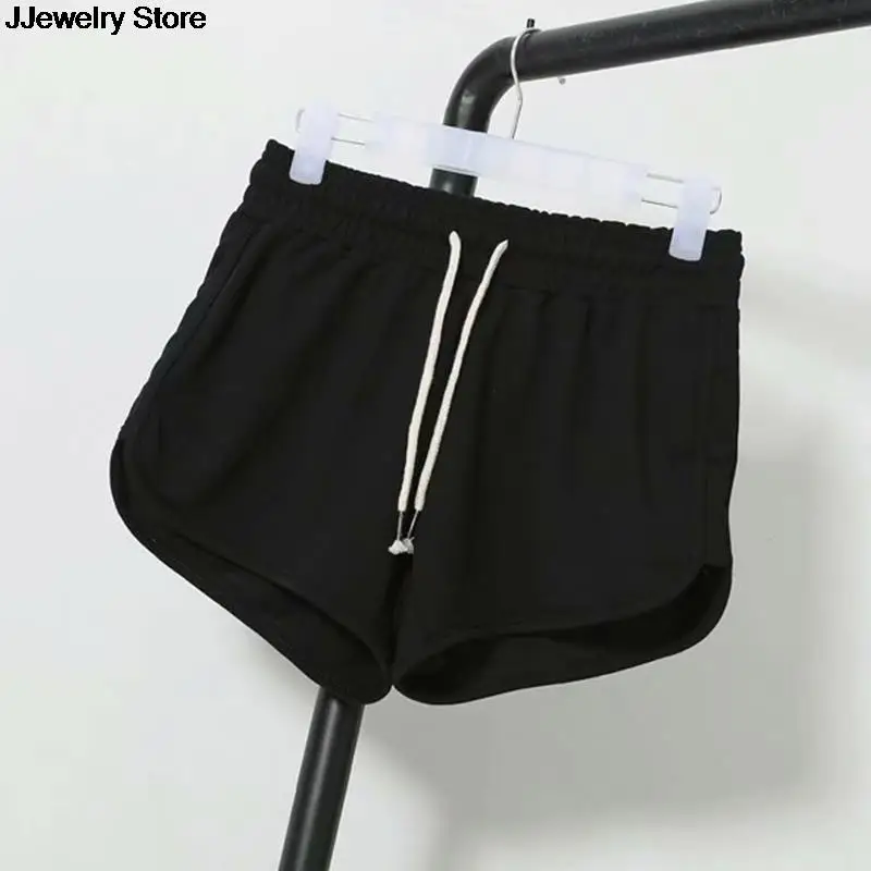 Модные летние повседневные шорты женские эластичные с высокой талией черные