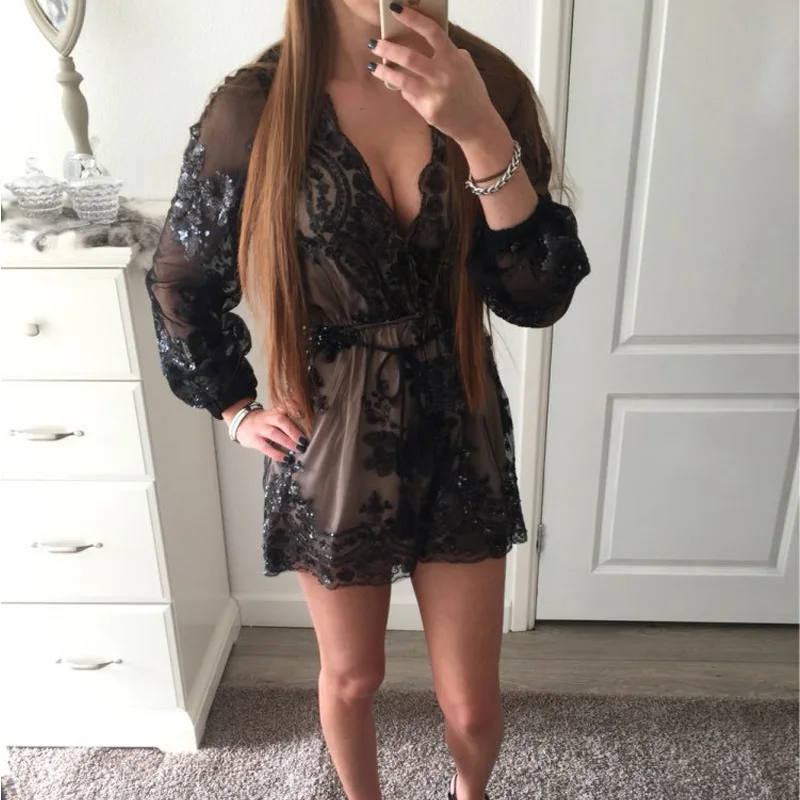 

Hot Sale Dress Party Deep V Long Sleeve Sexy Dress Maxi Dresses for Women