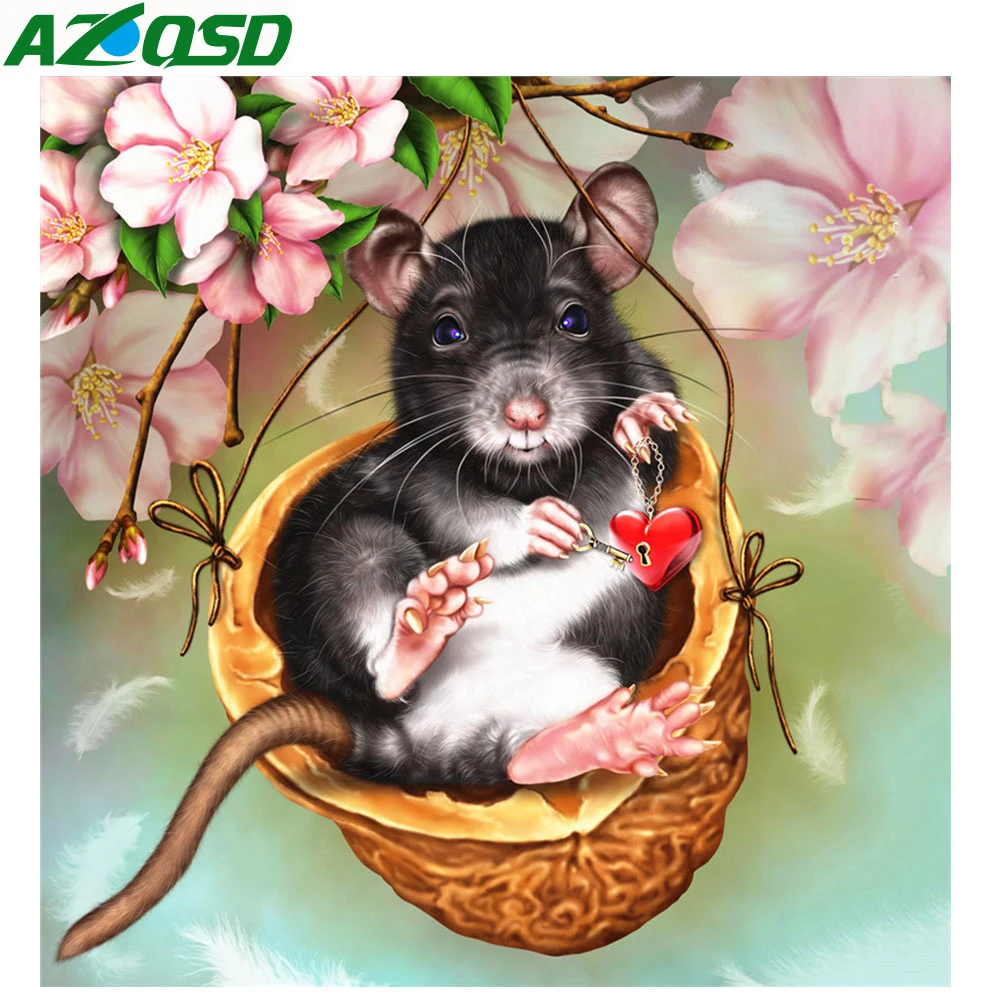 Azqsd 5D DIY Алмазная вышивка мышь Алмазная картина животное вышивка крестиком полное сверление картина из страз подарок ручной работы