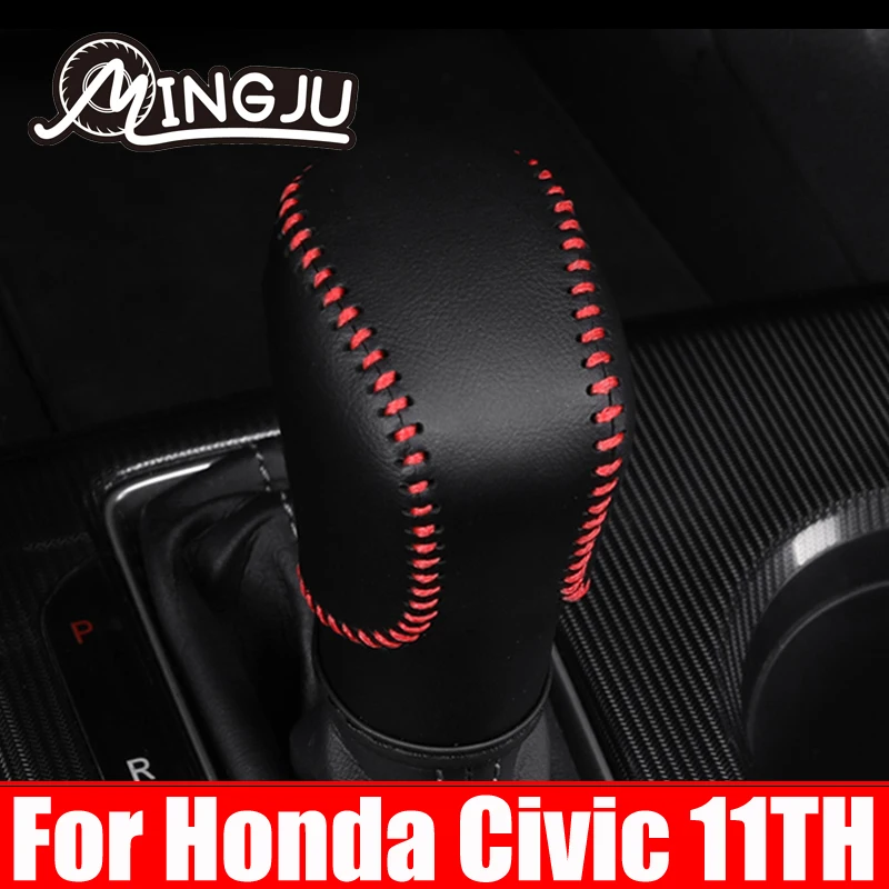 

For Honda Civic 11th 2022 Leather Gear Shift Knob Armrests Storage Box Cover Automatic Hand-Stitched DIY Gear Shift Collars