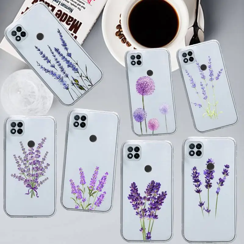 

Simple Lavender Purple Flowers Phone Case Transparent for Xiaomi redmi note 8 9 10 11 t lite pro ultra mix 4 k40