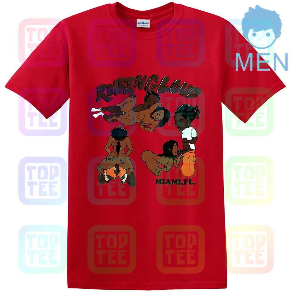 MEN-RED Футболка AWGE Asap Rocky Rolling Loud - Цвет: MEN-RED