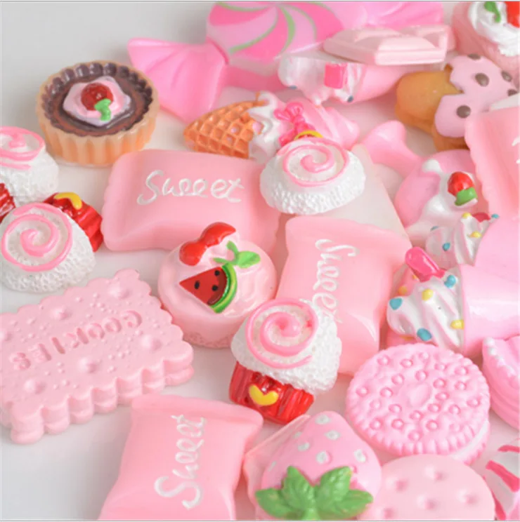 Pink Candy series /20/50 шт Искусственный Конфета Сделай Сам/Десерт плоское украшение из смолы Цвет DIY рукоделия полимерные Стразы плоские с оборота Арт Декор Basteln аксессуары Материал - Цвет: Pink Candy series